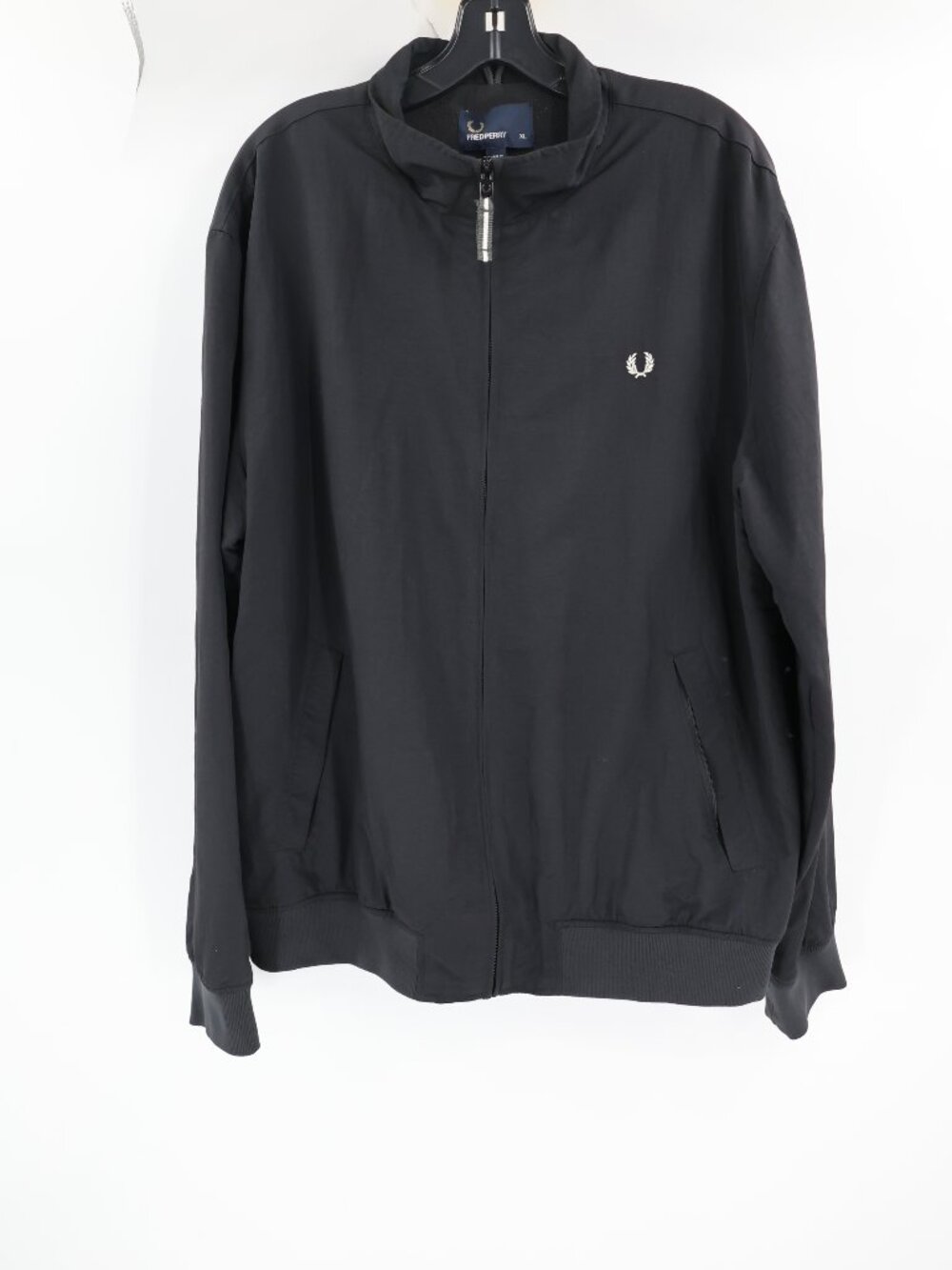Fred Perry Bomber Jacket mens XL Black Cotton Mod 80s Style Fleece Lined zip up